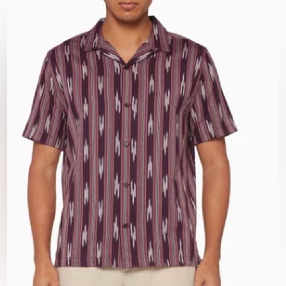 NWT Vince Men’s Ikat Cabana Short Sleeve Shirt Size XL
